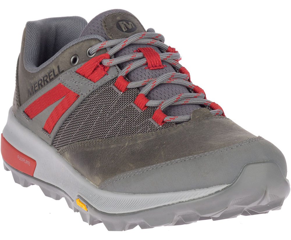 Merrell Hiking Shoes Grey/Red - Zion - Mens 43PYVWAZT
